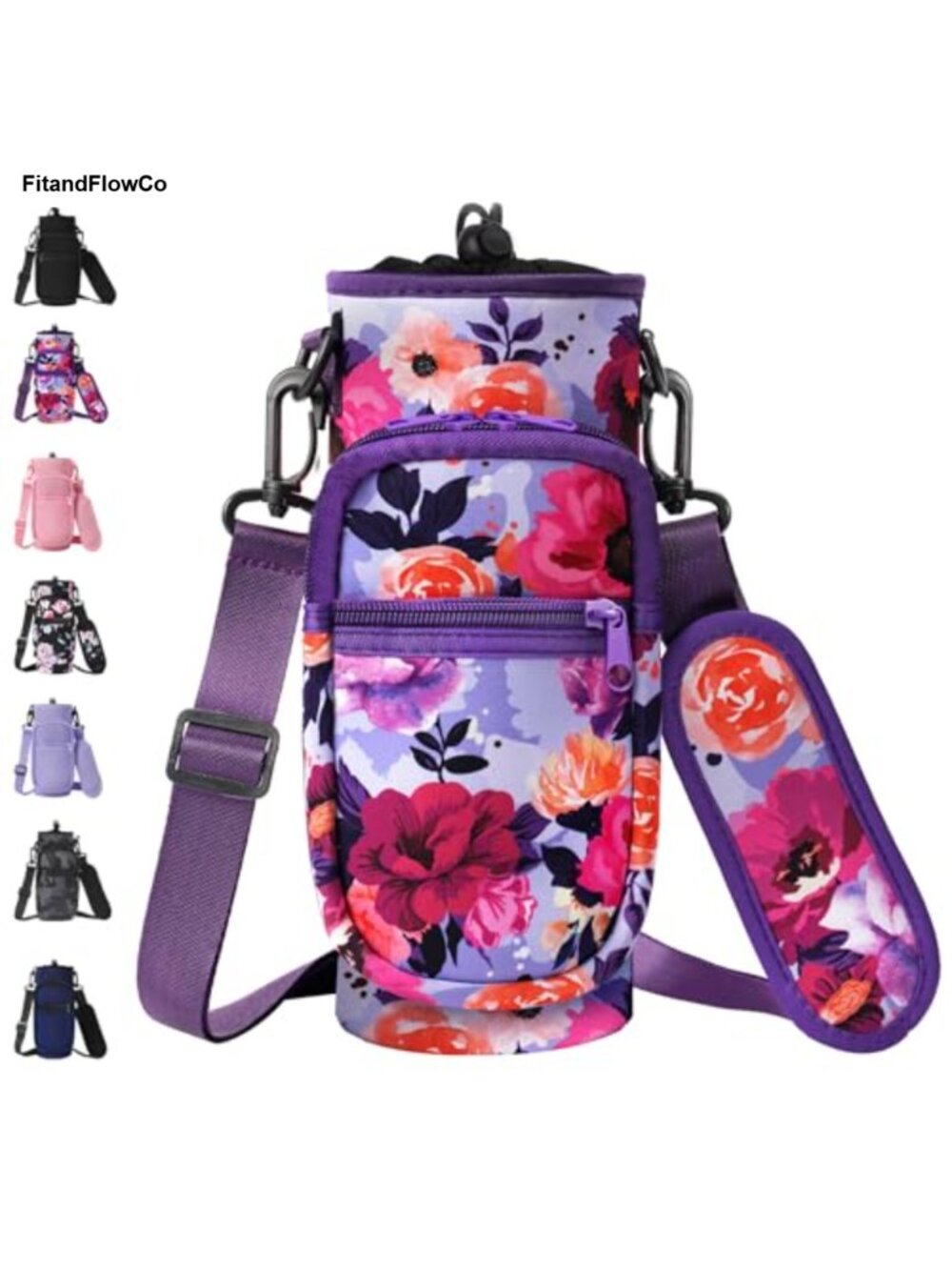Neoprene Water Bottle Carrier Sling with Pockets